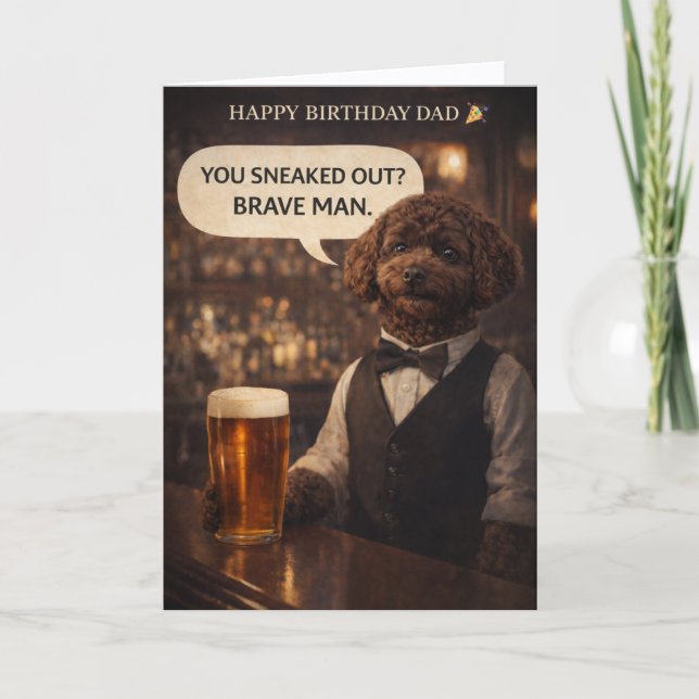 Carte d'anniversaire drôle pour papa avec un chien (Devant)