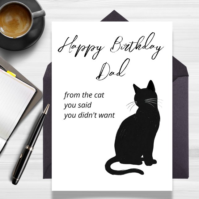 Carte d'anniversaire drôle pour papa de la part du (Funny Birthday Card for Dad from the Cat)