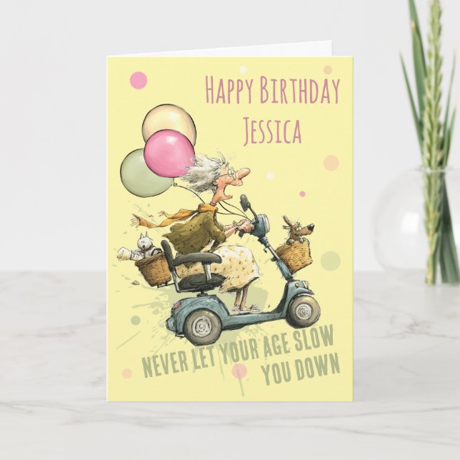Carte d'anniversaire drôle pour scooter de mobilit (Devant)