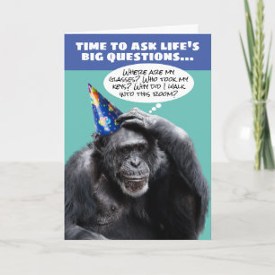 Carte d'anniversaire drôle pour un chimpanzé âgé e