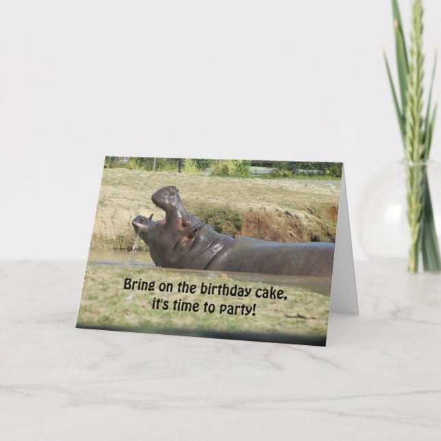 Carte d'anniversaire drôle pour un hippopotame (Devant)