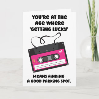 Carte d'anniversaire drôle rétro cassette chanceus