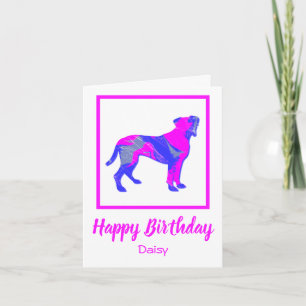 Carte d'anniversaire drôle rose vif pour chien Box