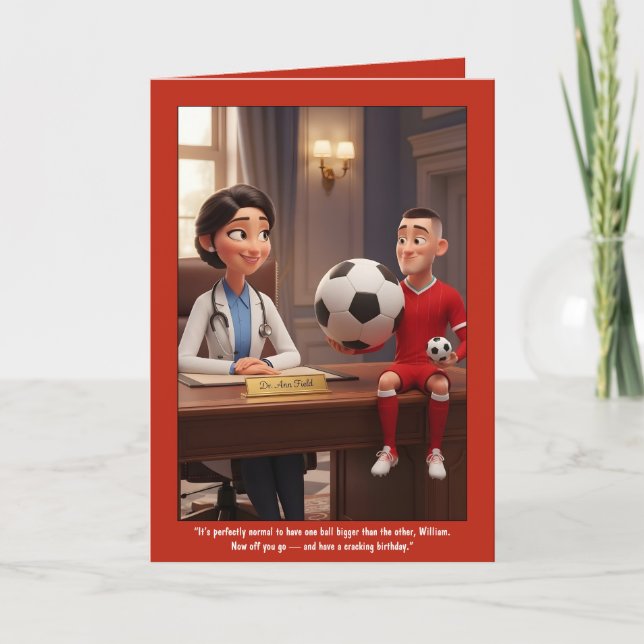 Carte d'anniversaire drôle sur le thème du footbal (Devant)