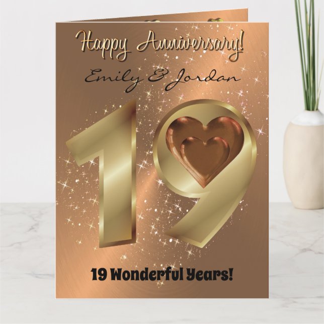 Carte d'anniversaire du 19e Mariage en bronze pers (Devant)