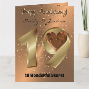 Carte d'anniversaire du 19e Mariage en bronze pers