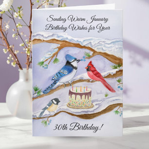 Carte d'anniversaire du 30 janvier pour les oiseau
