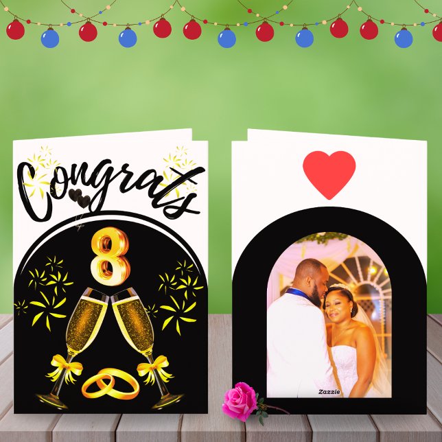 Carte d'anniversaire du 8e Mariage | Bronze Couple (Créateur téléchargé)
