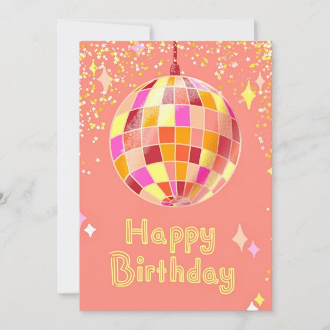 Carte d'anniversaire du bal Disco Retro super (Devant)