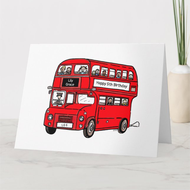 Carte d'anniversaire du bus Londres Red Double Dec (Devant)