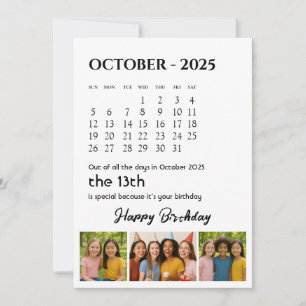 Carte d'anniversaire du calendrier Texte et phot