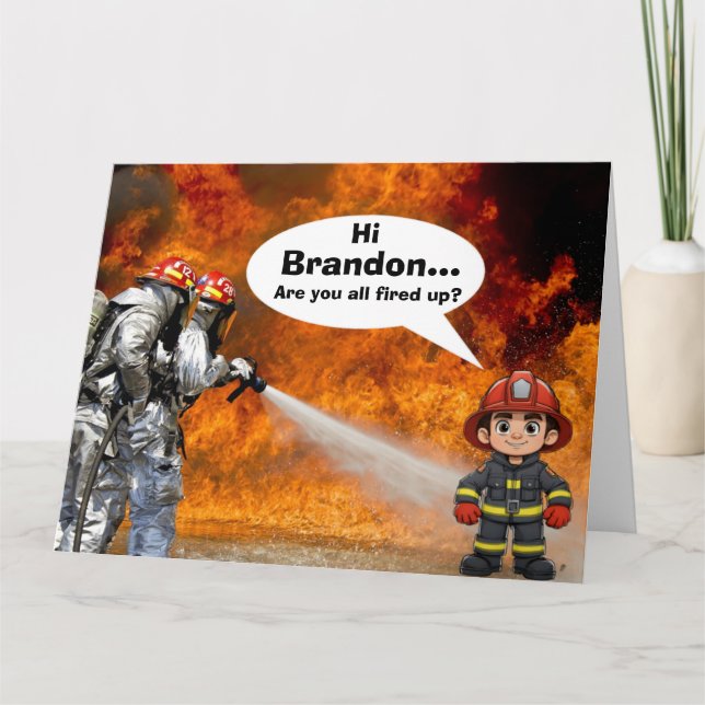 Carte d'anniversaire du camion-feu (Devant)