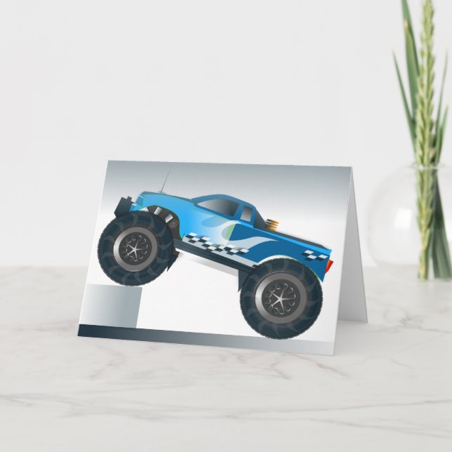 Carte d'anniversaire du Camion Monster bleu (Devant)