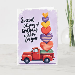Carte d'anniversaire du camion rouge rubis