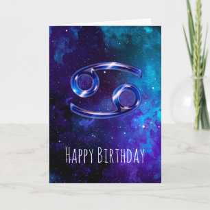 Carte d'anniversaire du cancer de l'espace bleu