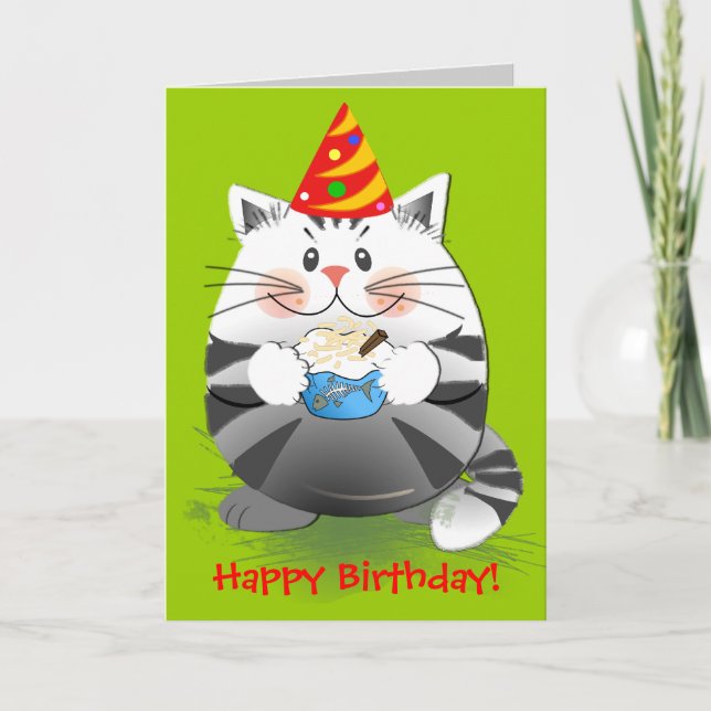 Carte d'anniversaire du chat mignonne Party (Devant)