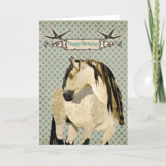 Carte d'anniversaire du cheval blanc