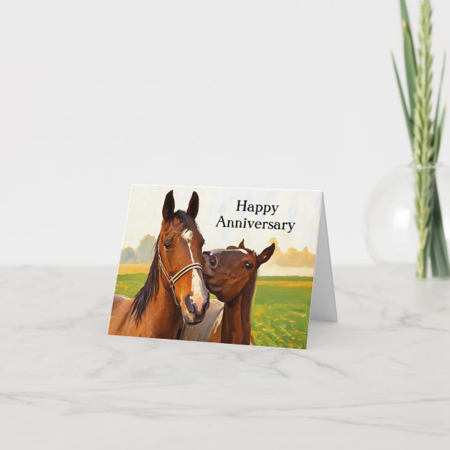 Carte d'anniversaire du cheval | Couple d'équine r (Devant)