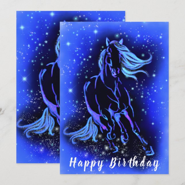 Carte d'anniversaire du cheval de course (Devant / Derrière)