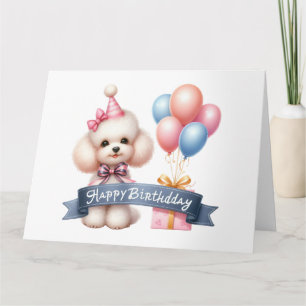 Carte d'anniversaire du chien de caniche mignon