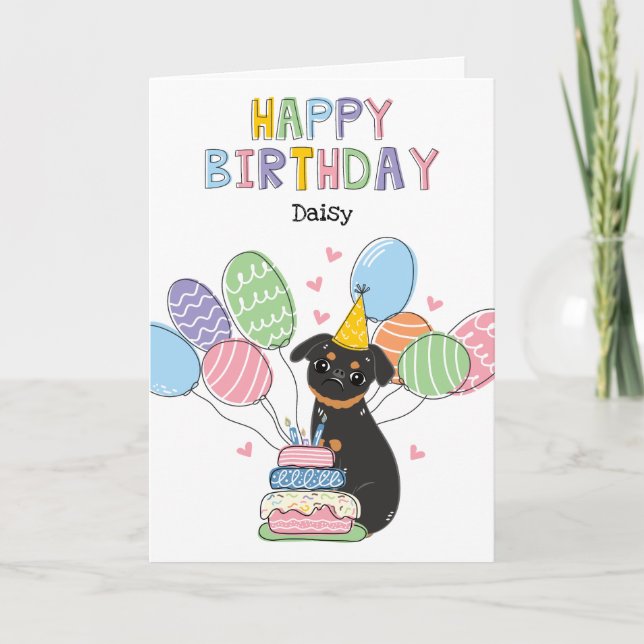 Carte d'anniversaire du chien griffon de Bruxelles (Devant)