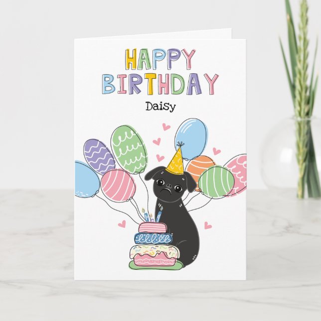 Carte d'anniversaire du chien Griffon de Bruxelles (Devant)