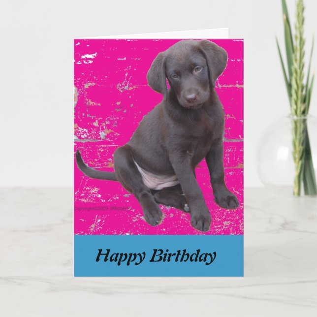 carte d'anniversaire du chiot du laboratoire de ch (Devant)