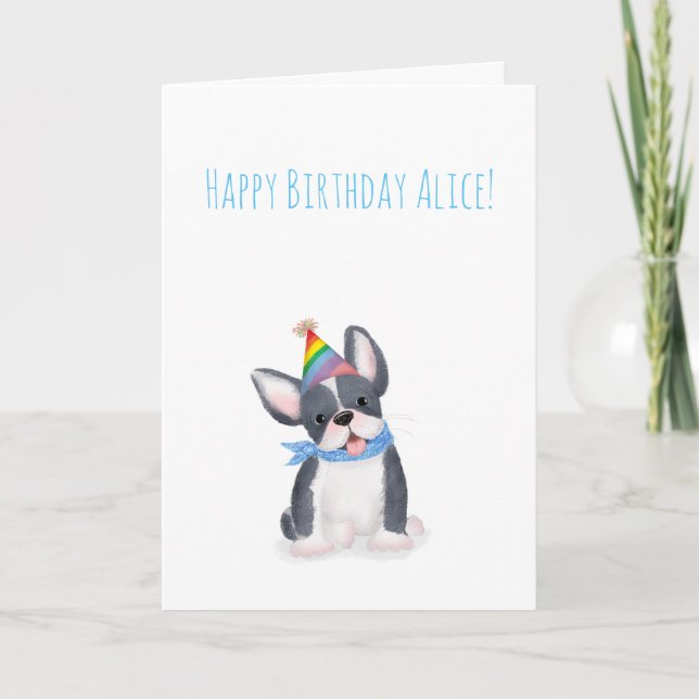 Carte d'anniversaire du chiot taureau français mig (Devant)