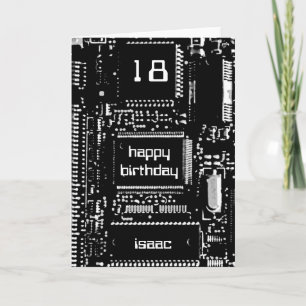 Carte d'anniversaire du circuit B&W 'Age and Name'