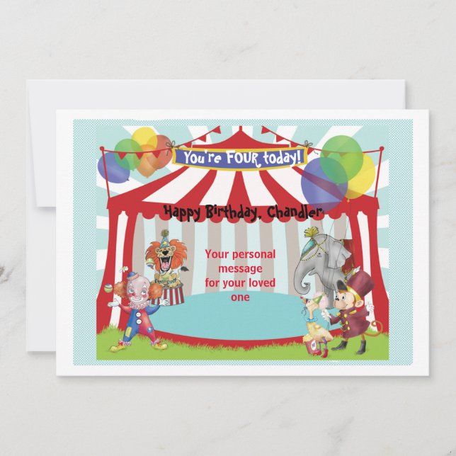 Carte d'anniversaire du cirque (Devant)