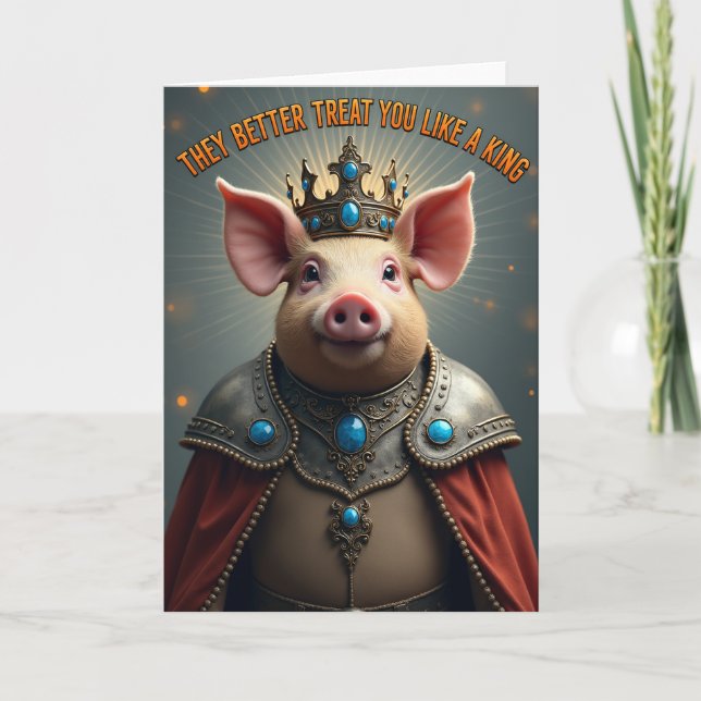 Carte d'anniversaire du Cochon Royal (Devant)