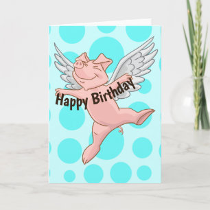 Carte d'anniversaire du cochon volant mignonne