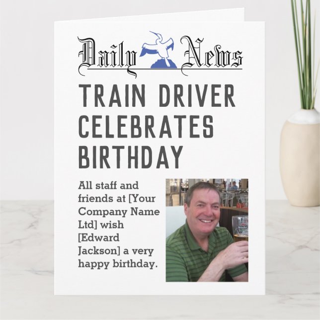 Carte d'anniversaire du conducteur de train pour p (Devant)