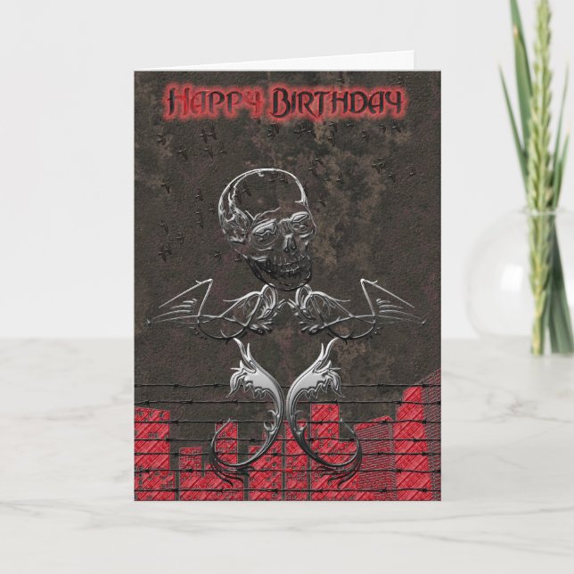 Carte d'anniversaire du crâne Grunge (Devant)
