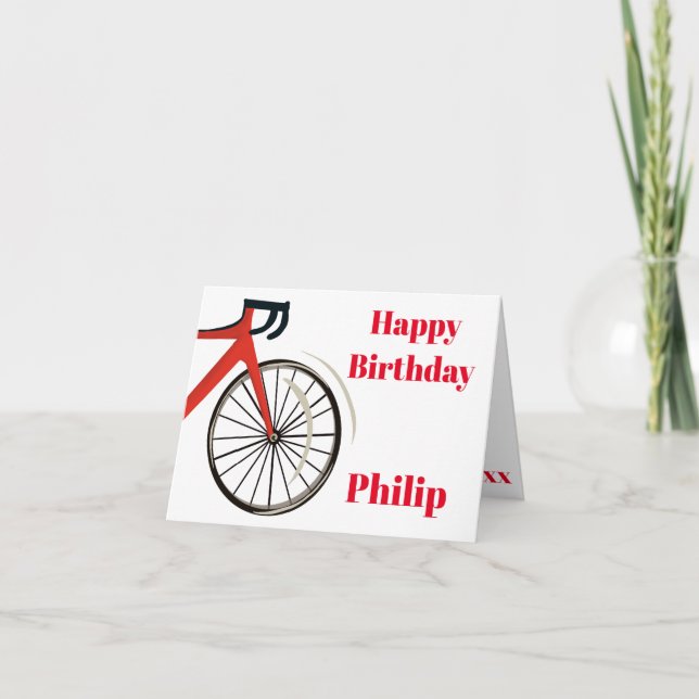 Carte d'anniversaire du cycliste Red Road (Devant)