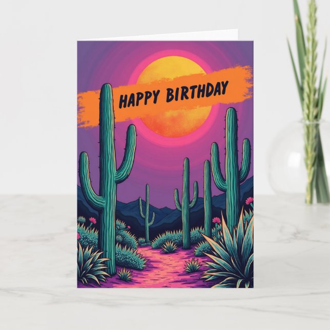 Carte d'anniversaire du désert vibrant (Devant)