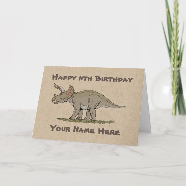 Carte d'anniversaire du Dinosaur Tricératops créta (Devant)