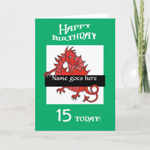 Carte d'anniversaire du dragon rouge mignonne pour