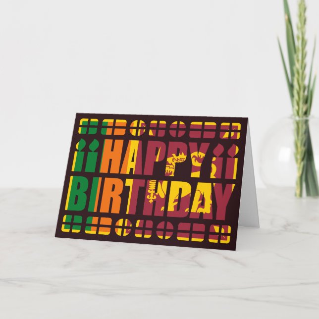 Carte d'anniversaire du drapeau du Sri Lanka (Devant)