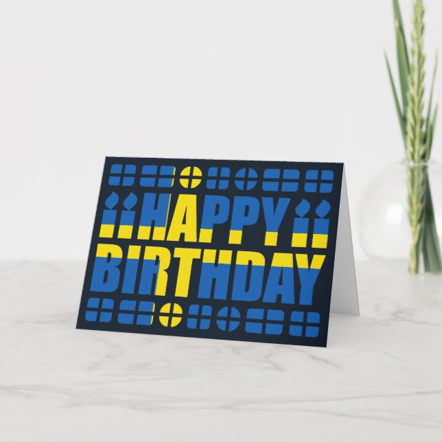 Carte d'anniversaire du drapeau suédois (Devant)