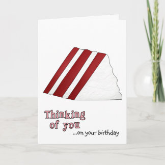 Carte d'anniversaire du gâteau de velours rouge