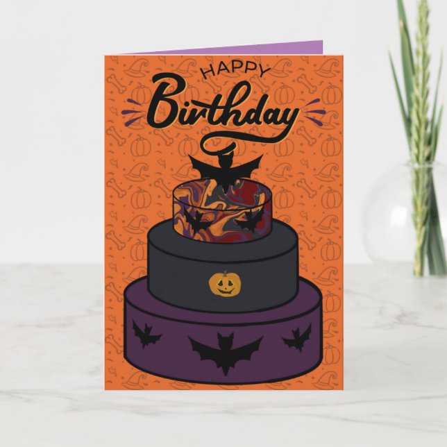 Carte d'anniversaire du gâteau d'Halloween (Devant)