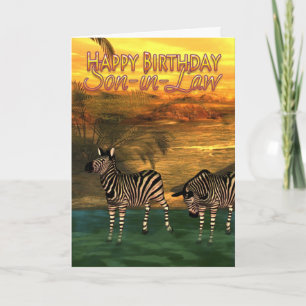 Carte d'anniversaire du gendre Zebras in Water
