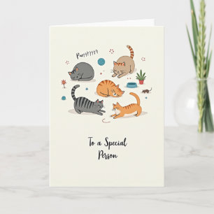 Carte d'anniversaire du groupe de chats joyeux