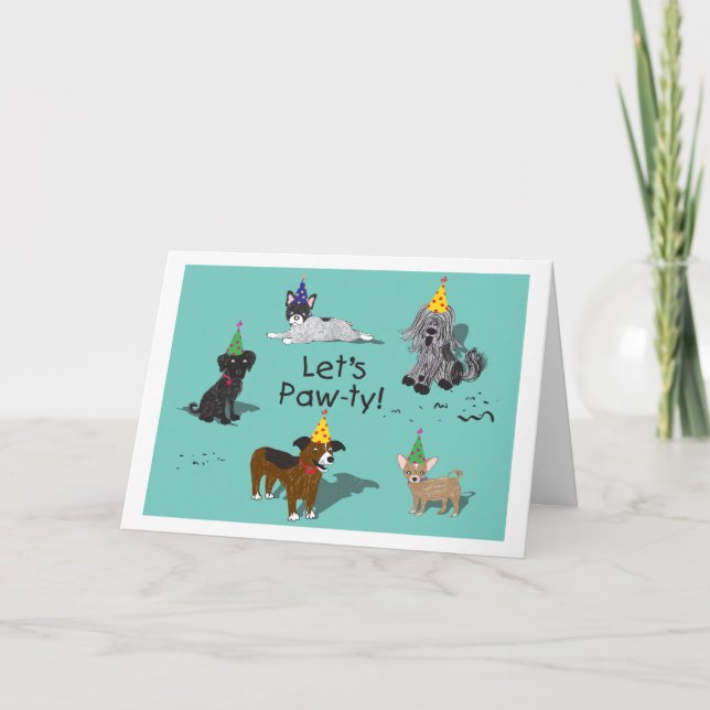 Carte d'anniversaire du groupe de chiens de pawty (Devant)