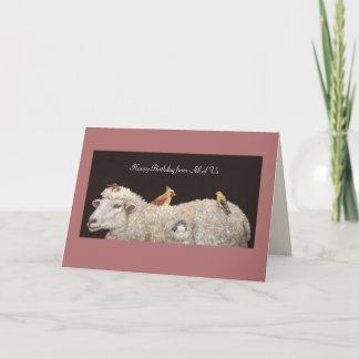 carte d'anniversaire du groupe de moutons