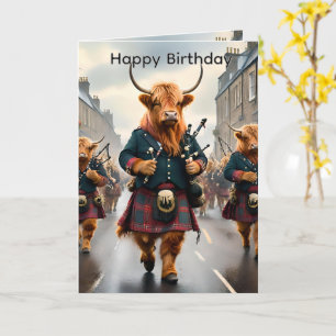 Carte d'anniversaire du groupe de vaches des Highl