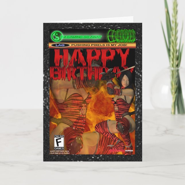 Carte d'anniversaire du jeu d'ordinateur, console, (Devant)