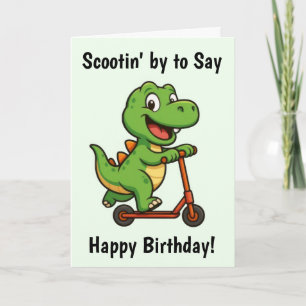 Carte d'anniversaire du joli dinosaure vert