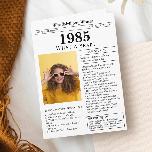 Carte d'anniversaire du journal 1985 (Créateur téléchargé)